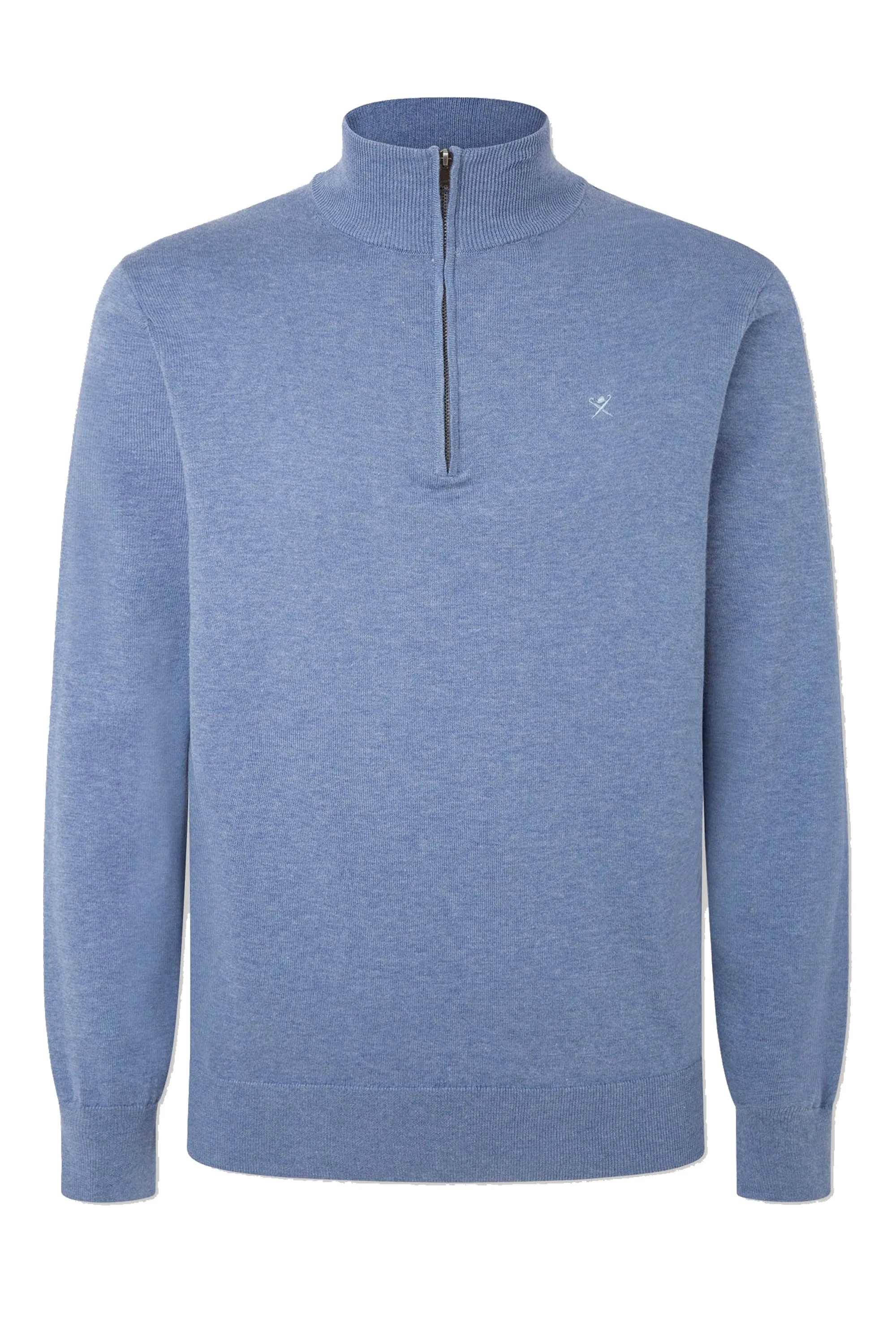 Hackett Cotton Silk Half Zip Knitwear Blue