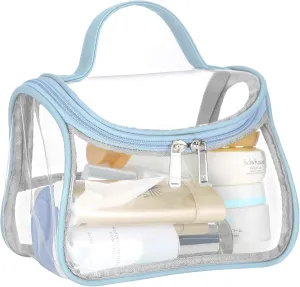 HAOGUAGUA Heavy Duty Clear Cosmetic Bag Waterproof Transparent Travel Makeup Toiletry Organizer Bag (Blue-1pcs)