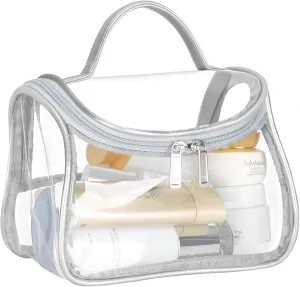 HAOGUAGUA Heavy Duty Clear Cosmetic Bag Waterproof Transparent Travel Makeup Toiletry Organizer Bag (Grey-1pcs)