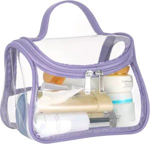 HAOGUAGUA Heavy Duty Clear Cosmetic Bag Waterproof Transparent Travel Makeup Toiletry Organizer Bag (Purple-1pcs)