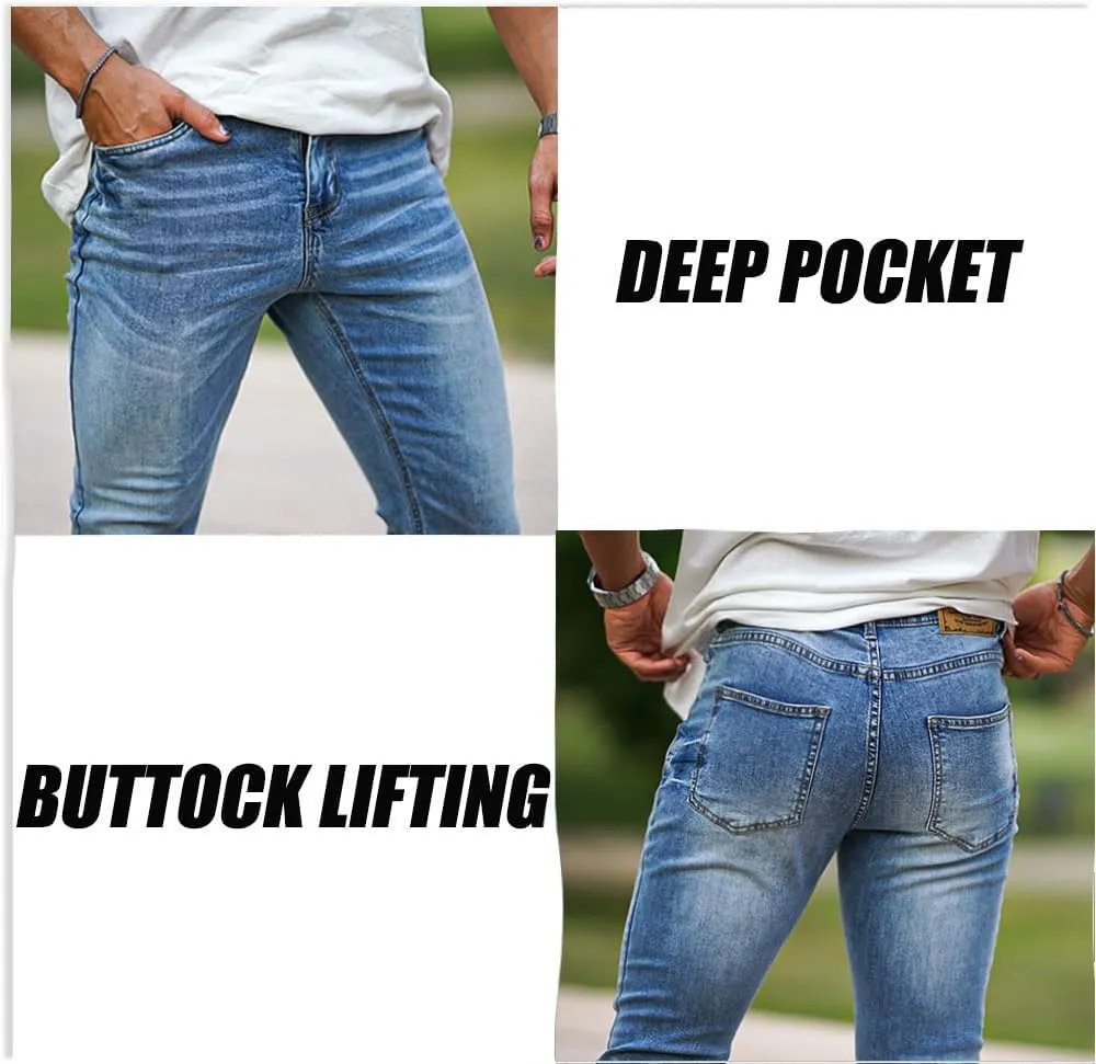 Heyfanee Mens Slim Fit Jeans Skinny Stretchy Denim Pants for Men