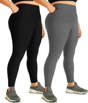 Hi Clasmix Plus Size Leggings for Women 1X-4X-High Waist Stretchy Soft Black Comfortable Workout Spandex Yoga Tights Pants