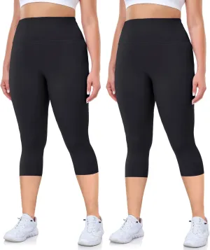 Hi Clasmix Plus Size Leggings for Women 1X-4X-High Waist Stretchy Soft Black Comfortable Workout Spandex Yoga Tights Pants