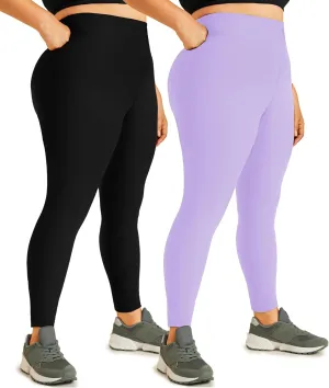 Hi Clasmix Plus Size Leggings for Women 1X-4X-High Waist Stretchy Soft Black Comfortable Workout Spandex Yoga Tights Pants