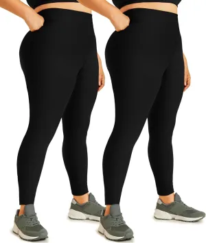Hi Clasmix Plus Size Leggings for Women 1X-4X-High Waist Stretchy Soft Black Comfortable Workout Spandex Yoga Tights Pants