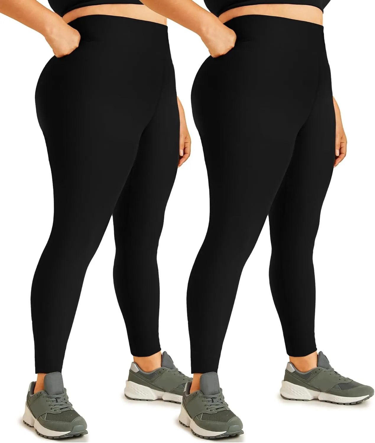 Hi Clasmix Plus Size Leggings for Women 1X-4X-High Waist Stretchy Soft Black Comfortable Workout Spandex Yoga Tights Pants