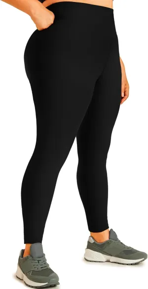 Hi Clasmix Plus Size Leggings for Women 1X-4X-High Waist Stretchy Soft Black Comfortable Workout Spandex Yoga Tights Pants