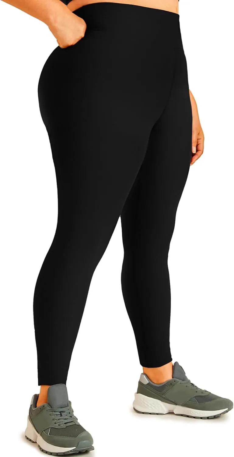 Hi Clasmix Plus Size Leggings for Women 1X-4X-High Waist Stretchy Soft Black Comfortable Workout Spandex Yoga Tights Pants
