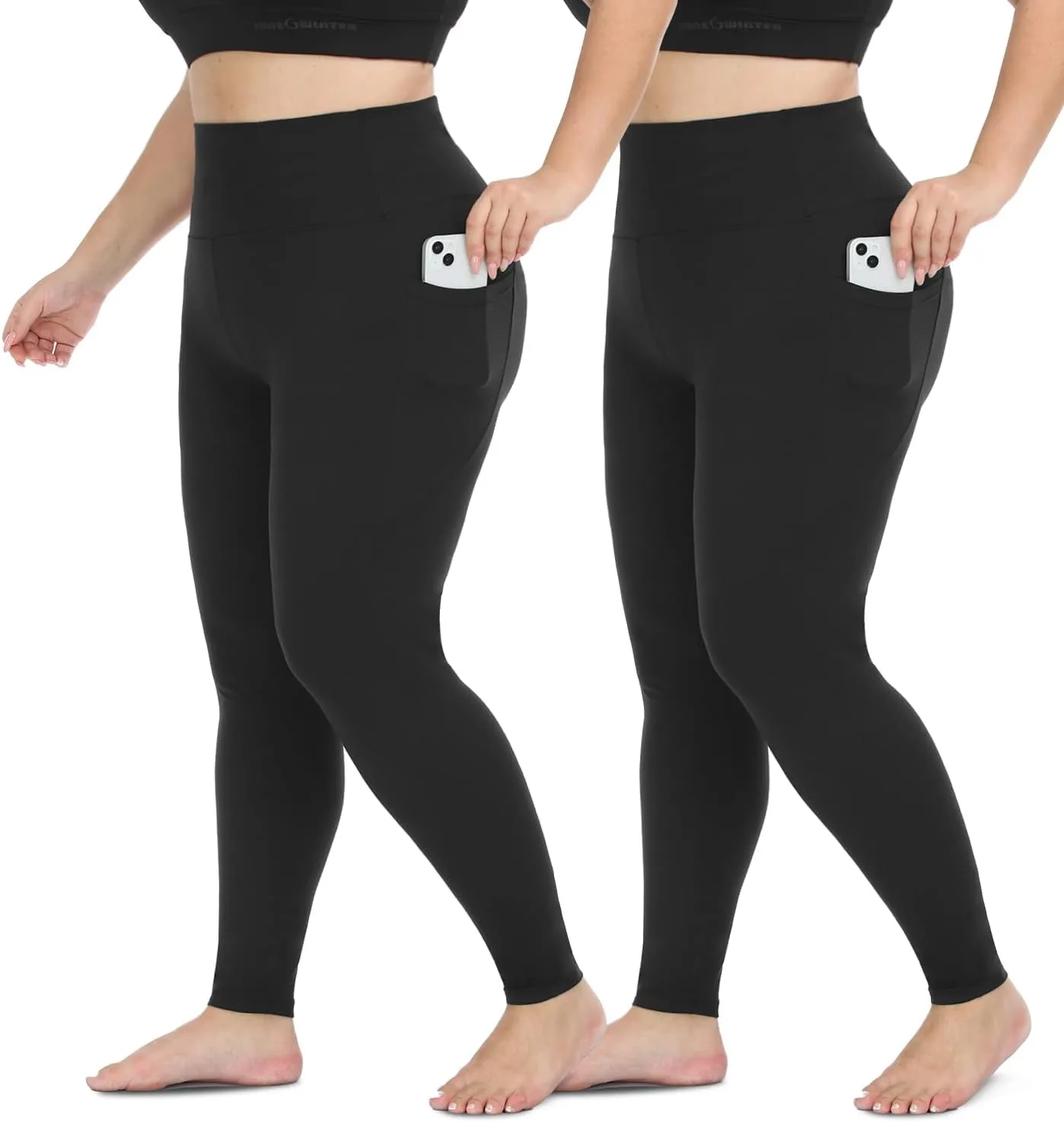 Hi Clasmix Plus Size Leggings for Women 1X-4X-High Waist Stretchy Soft Black Comfortable Workout Spandex Yoga Tights Pants