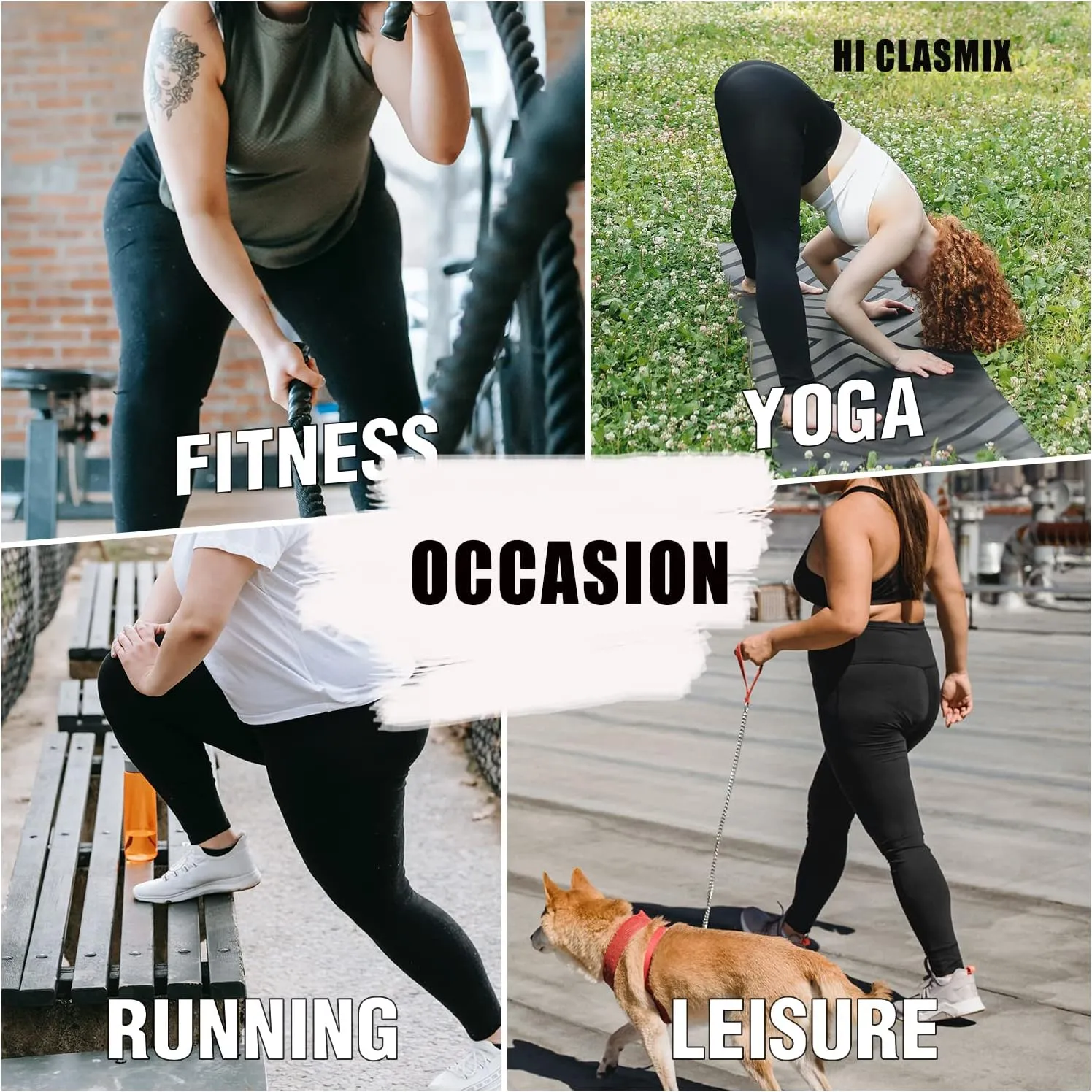 Hi Clasmix Plus Size Leggings for Women 1X-4X-High Waist Stretchy Soft Black Comfortable Workout Spandex Yoga Tights Pants