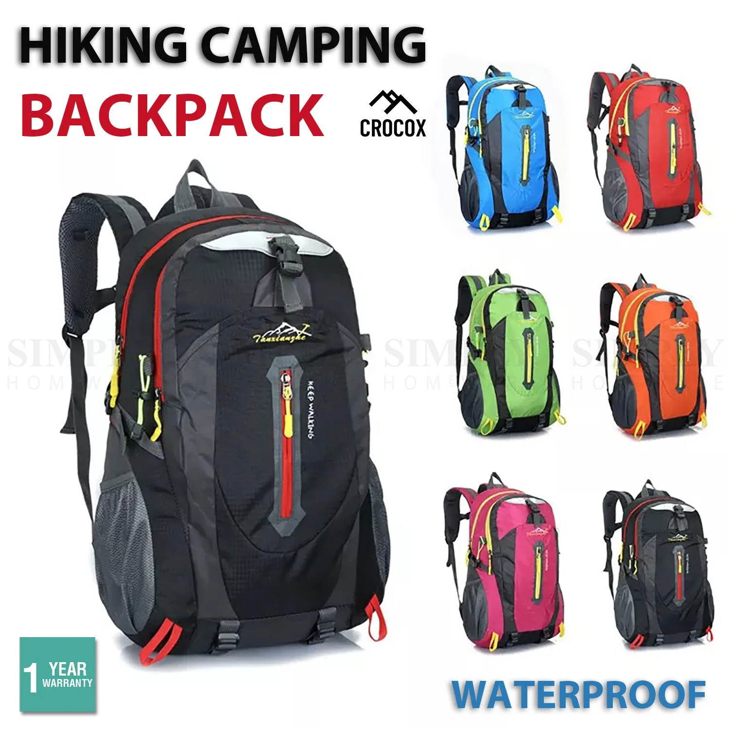 Hiking Backpack Bag Camping Water resistant Outdoor Travel Luggage Rucksack Spor