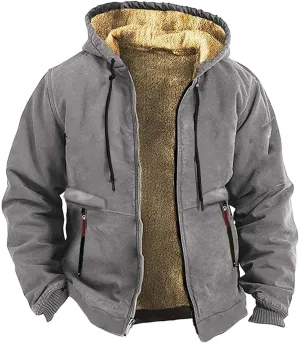Hoodies for Men,2024 Trendy Outfits Zip Up Fleece Sherpa Lined Jacket Ultra Soft Hooded Sweatshirt with Zipper Pocket