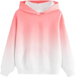 Hoodies for Teen Girls Long Sleeve Casual Fleece Soft Fall Sweatshirts Fashion Gradient Preppy Clothes 4-14 Years
