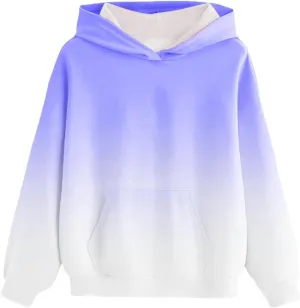 Hoodies for Teen Girls Long Sleeve Casual Fleece Soft Fall Sweatshirts Fashion Gradient Preppy Clothes 4-14 Years