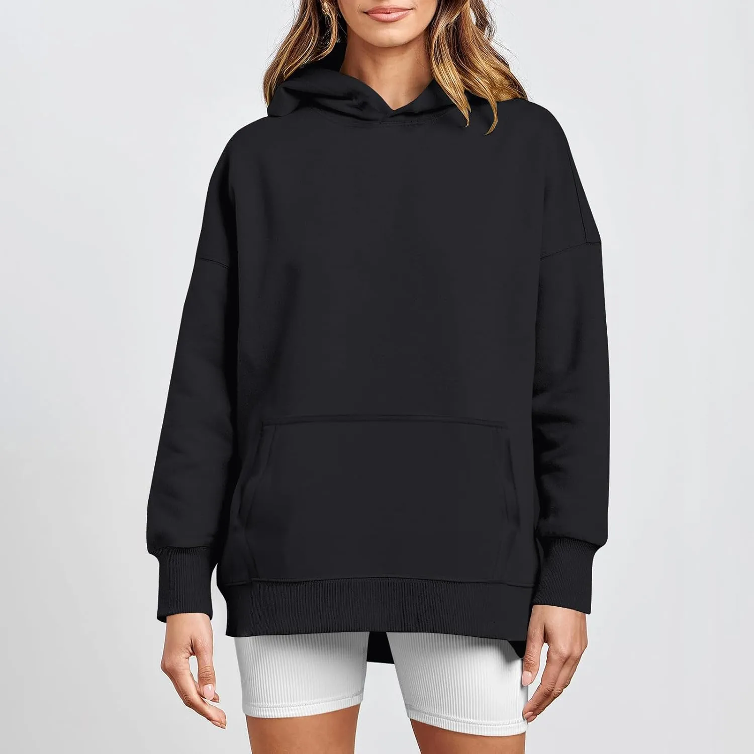 Hoodies for Women Oversized Sweatshirts Basic Hooded Neck Long Sleeve Shirts Lightweight Pullover Tops with Pocket