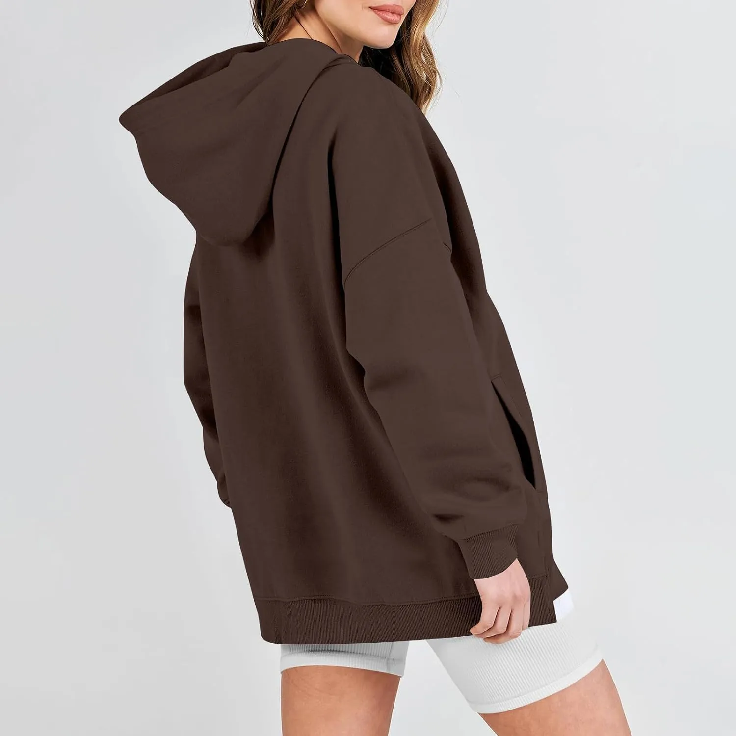 Hoodies for Women Oversized Sweatshirts Basic Hooded Neck Long Sleeve Shirts Lightweight Pullover Tops with Pocket