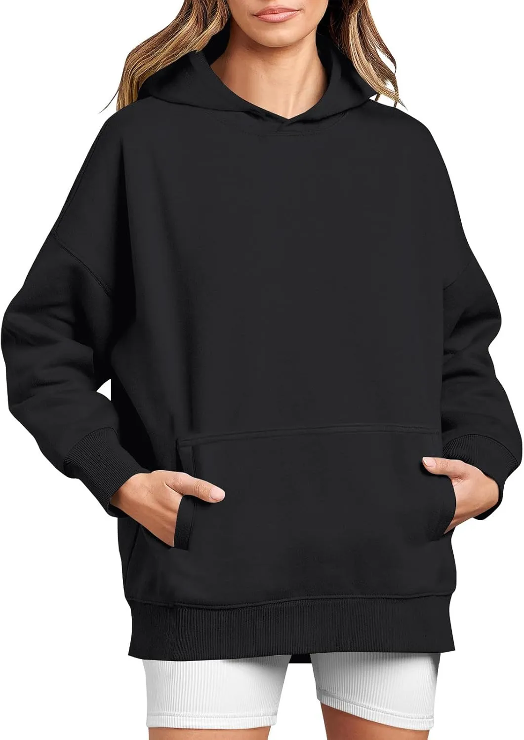 Hoodies for Women Oversized Sweatshirts Basic Hooded Neck Long Sleeve Shirts Lightweight Pullover Tops with Pocket
