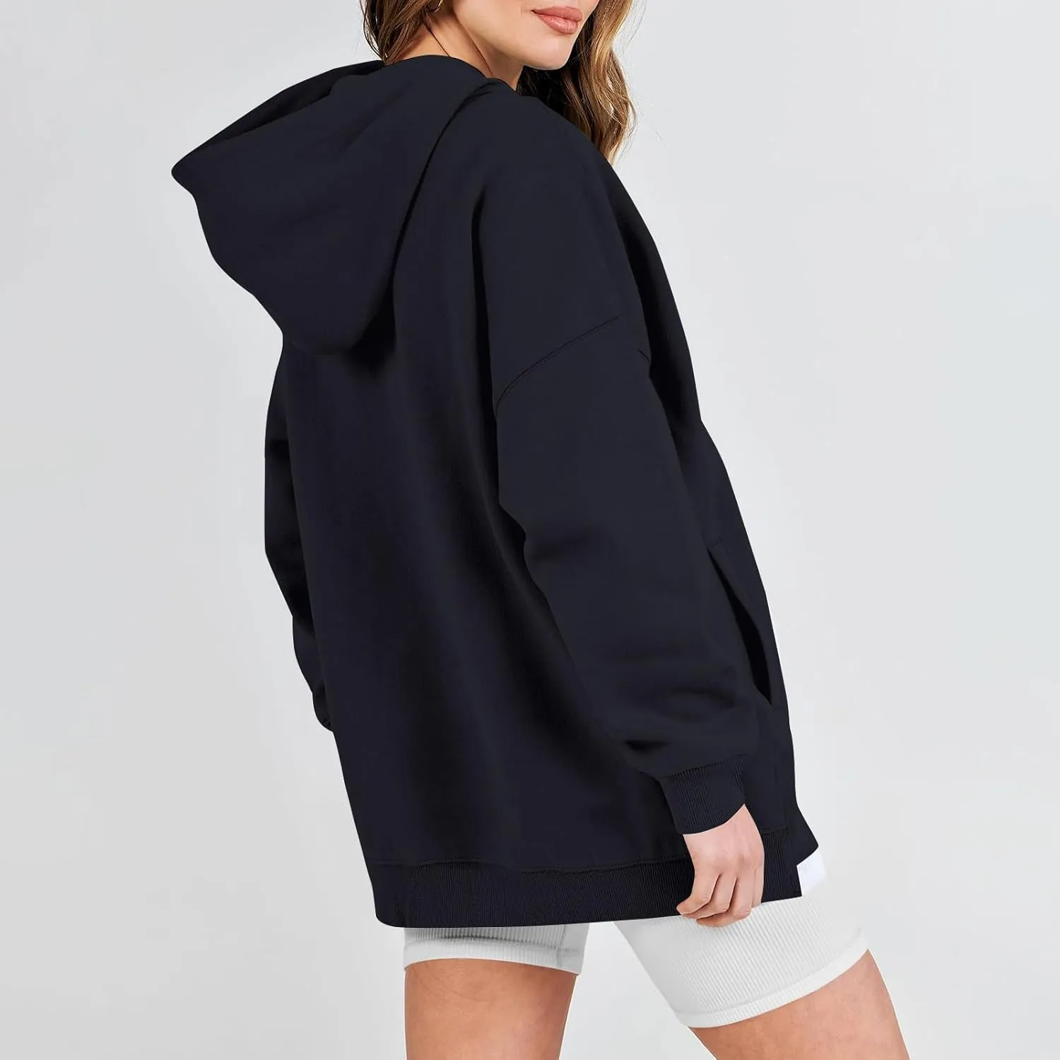 Hoodies for Women Oversized Sweatshirts Basic Hooded Neck Long Sleeve Shirts Lightweight Pullover Tops with Pocket