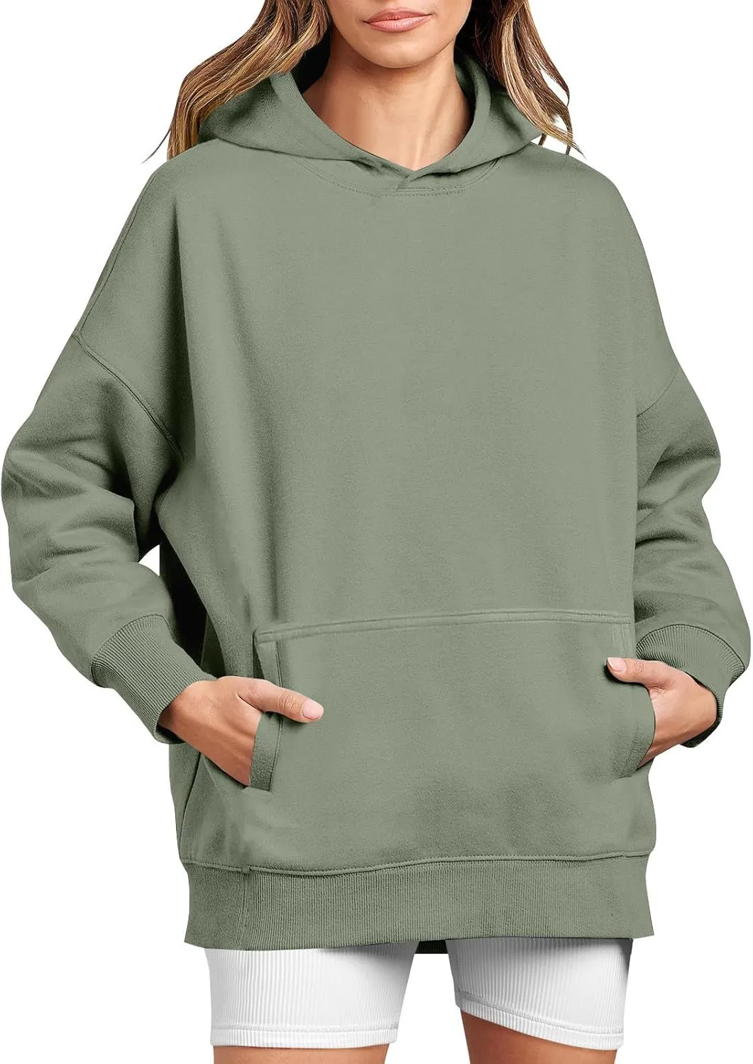 Hoodies for Women Oversized Sweatshirts Basic Hooded Neck Long Sleeve Shirts Lightweight Pullover Tops with Pocket