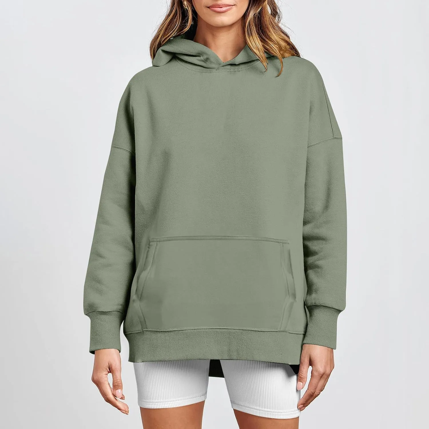 Hoodies for Women Oversized Sweatshirts Basic Hooded Neck Long Sleeve Shirts Lightweight Pullover Tops with Pocket