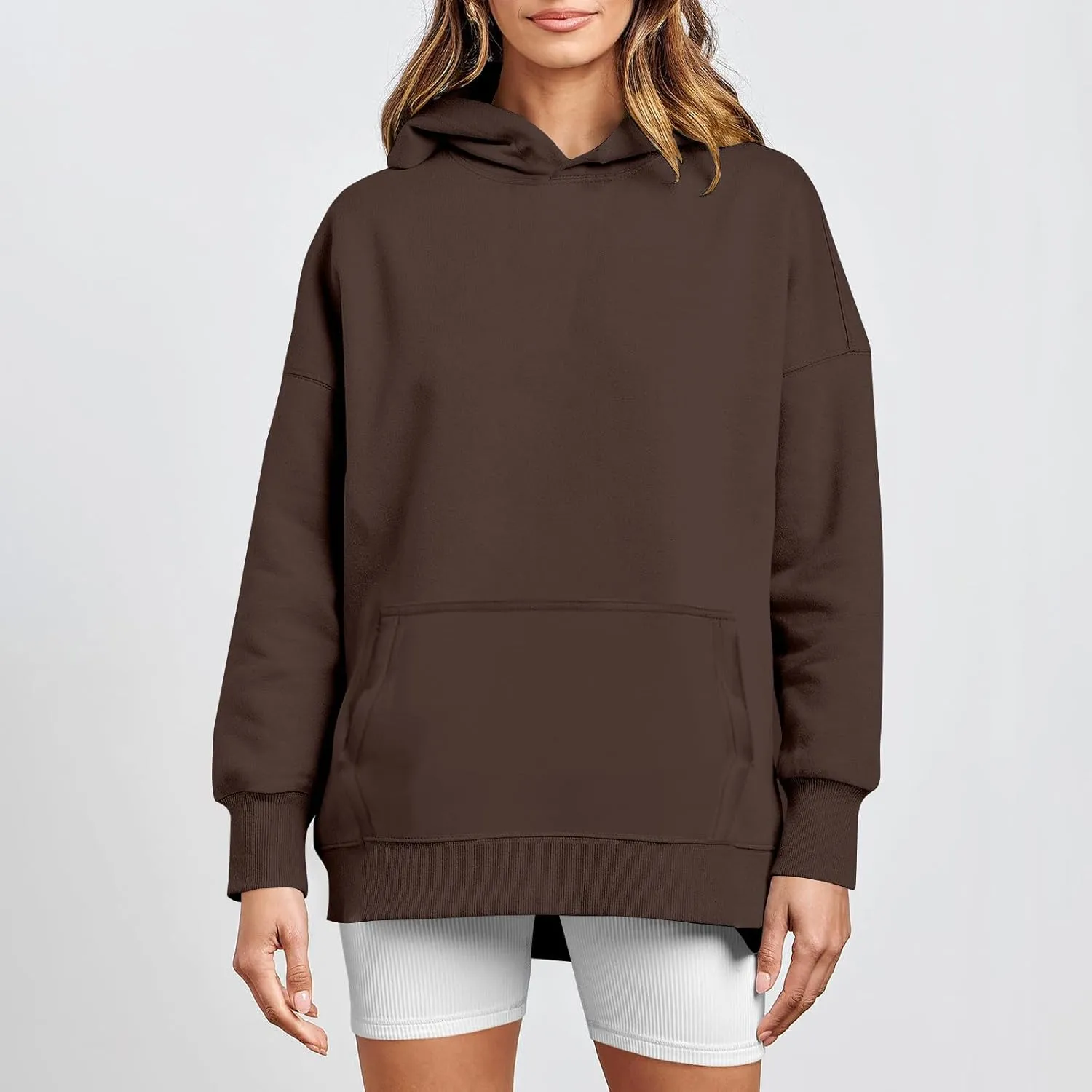 Hoodies for Women Oversized Sweatshirts Basic Hooded Neck Long Sleeve Shirts Lightweight Pullover Tops with Pocket