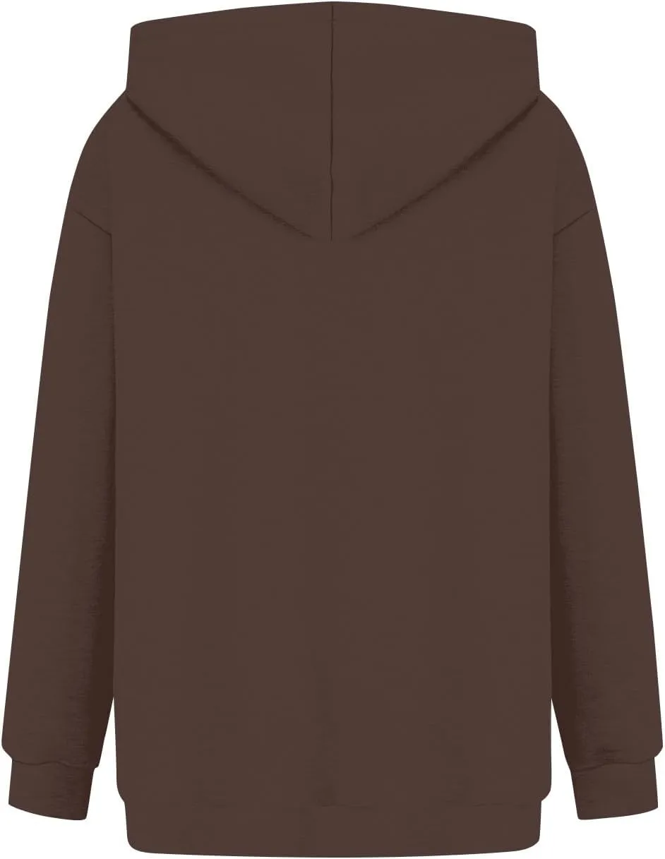 Hoodies for Women Oversized Sweatshirts Basic Hooded Neck Long Sleeve Shirts Lightweight Pullover Tops with Pocket