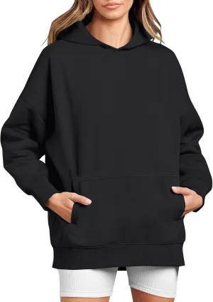 Hoodies for Women Oversized Sweatshirts Basic Hooded Neck Long Sleeve Shirts Lightweight Pullover Tops with Pocket