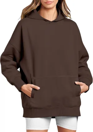 Hoodies for Women Oversized Sweatshirts Basic Hooded Neck Long Sleeve Shirts Lightweight Pullover Tops with Pocket