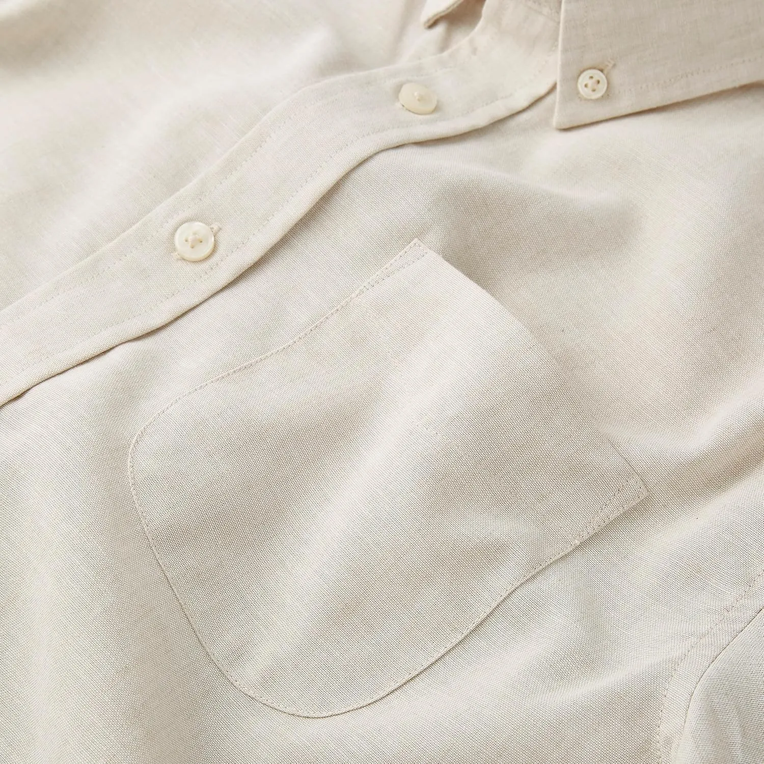 Huckberry Wills Men's Wrinkle Free Linen Short Sleeve Shirt, Button-Up Made with Wrinkle-Resistant Fabric
