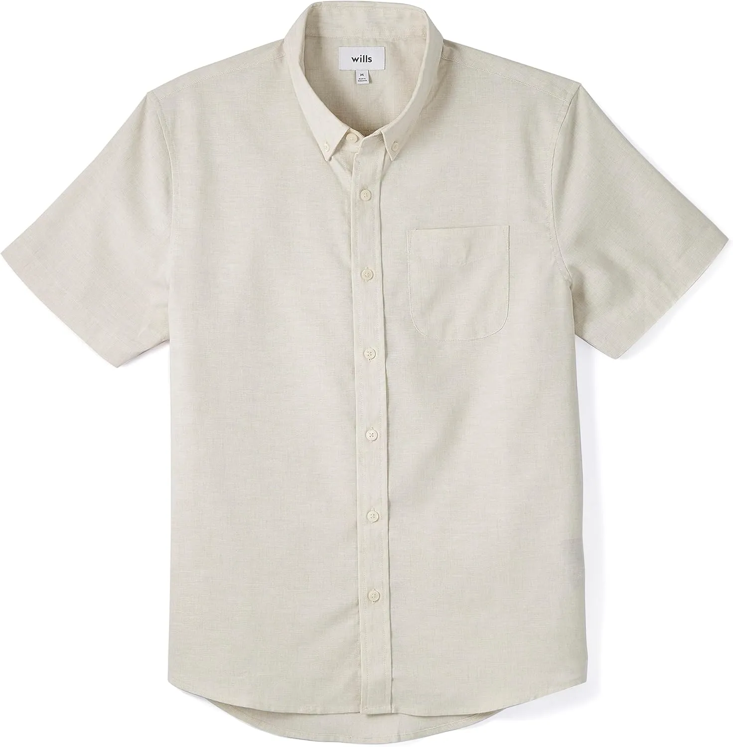 Huckberry Wills Men's Wrinkle Free Linen Short Sleeve Shirt, Button-Up Made with Wrinkle-Resistant Fabric