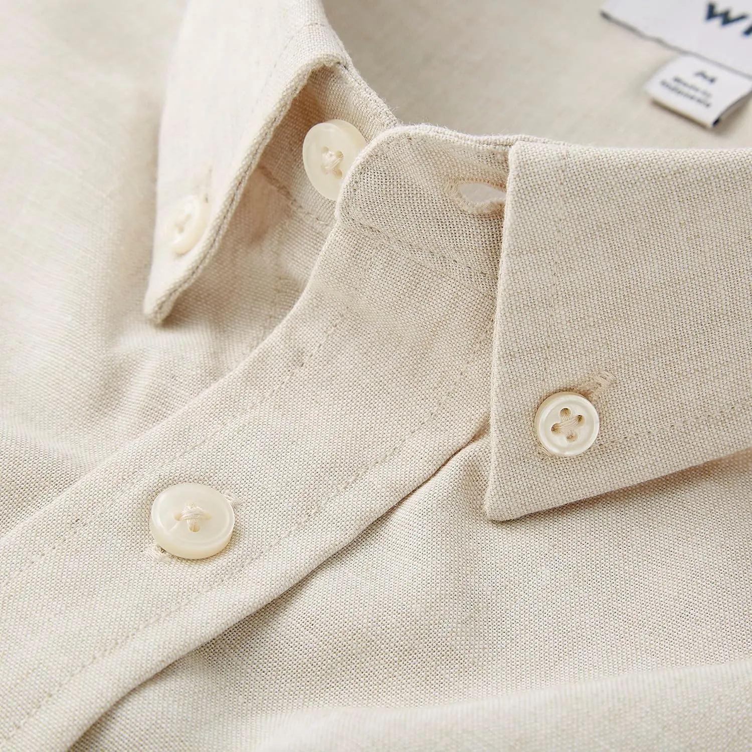 Huckberry Wills Men's Wrinkle Free Linen Short Sleeve Shirt, Button-Up Made with Wrinkle-Resistant Fabric