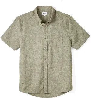 Huckberry Wills Men's Wrinkle Free Linen Short Sleeve Shirt, Button-Up Made with Wrinkle-Resistant Fabric