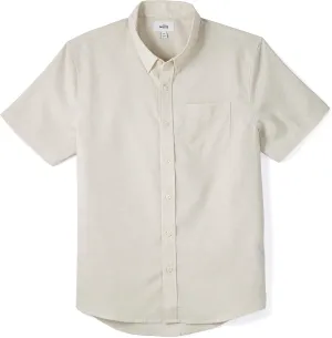 Huckberry Wills Men's Wrinkle Free Linen Short Sleeve Shirt, Button-Up Made with Wrinkle-Resistant Fabric