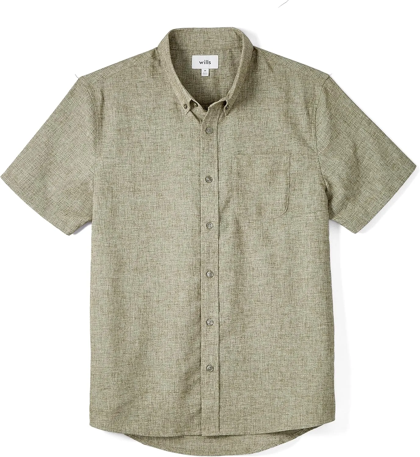 Huckberry Wills Men's Wrinkle Free Linen Short Sleeve Shirt, Button-Up Made with Wrinkle-Resistant Fabric