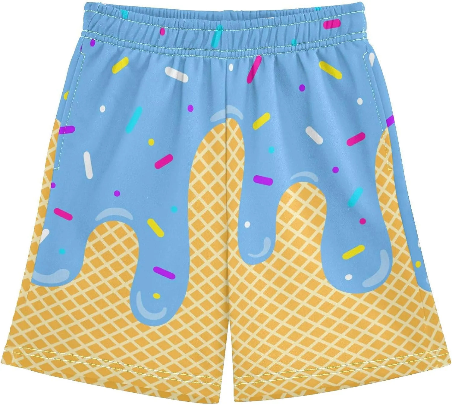 Ice Cream Shorts Boys Summer Cute Preppy Ice Cream Drip Baseball Shorts Casual Elastic Waist Short-Pants with Pockets 2-14 Y
