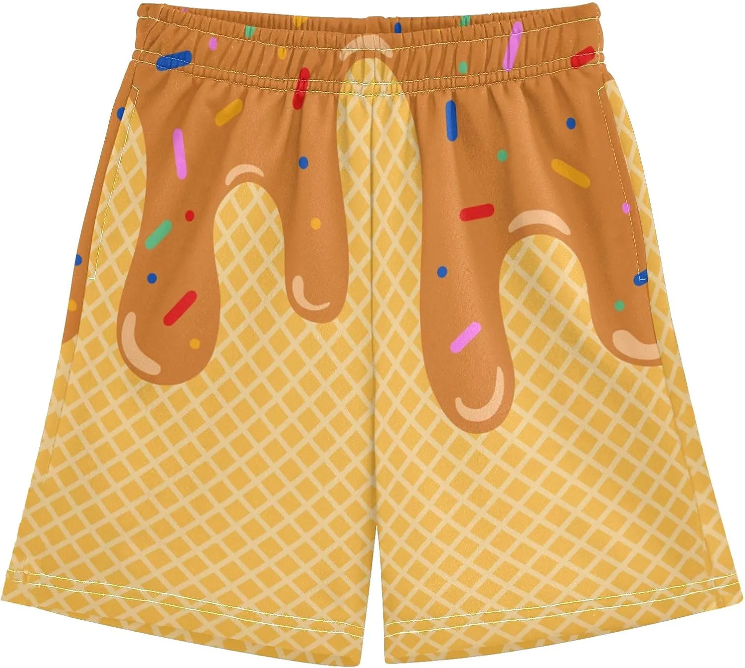 Ice Cream Shorts Boys Summer Cute Preppy Ice Cream Drip Baseball Shorts Casual Elastic Waist Short-Pants with Pockets 2-14 Y