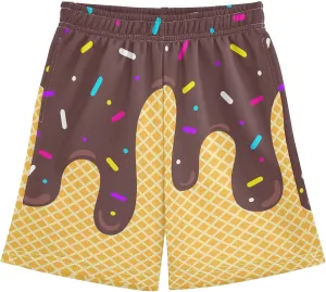 Ice Cream Shorts Boys Summer Cute Preppy Ice Cream Drip Baseball Shorts Casual Elastic Waist Short-Pants with Pockets 2-14 Y