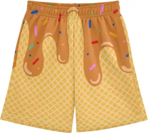 Ice Cream Shorts Boys Summer Cute Preppy Ice Cream Drip Baseball Shorts Casual Elastic Waist Short-Pants with Pockets 2-14 Y