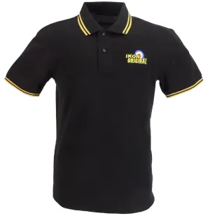 Ikon Original Black & Yellow Tipped 100% Cotton Polo Shirts