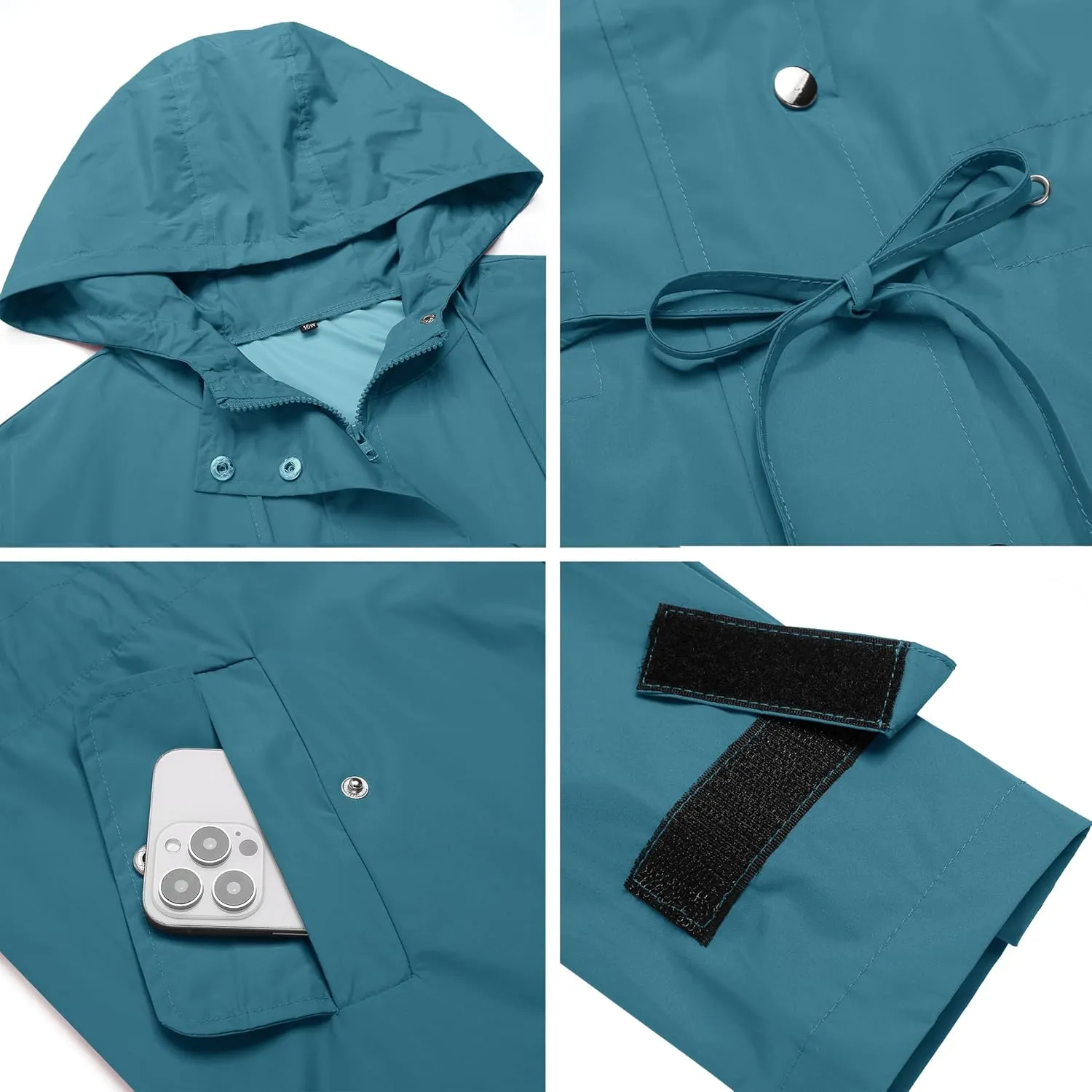 IN'VOLAND Plus Size Rain Jackets For Women Waterproof Rain Coats with Hood Lightweight Windbreaker Outdoor Trench Coat
