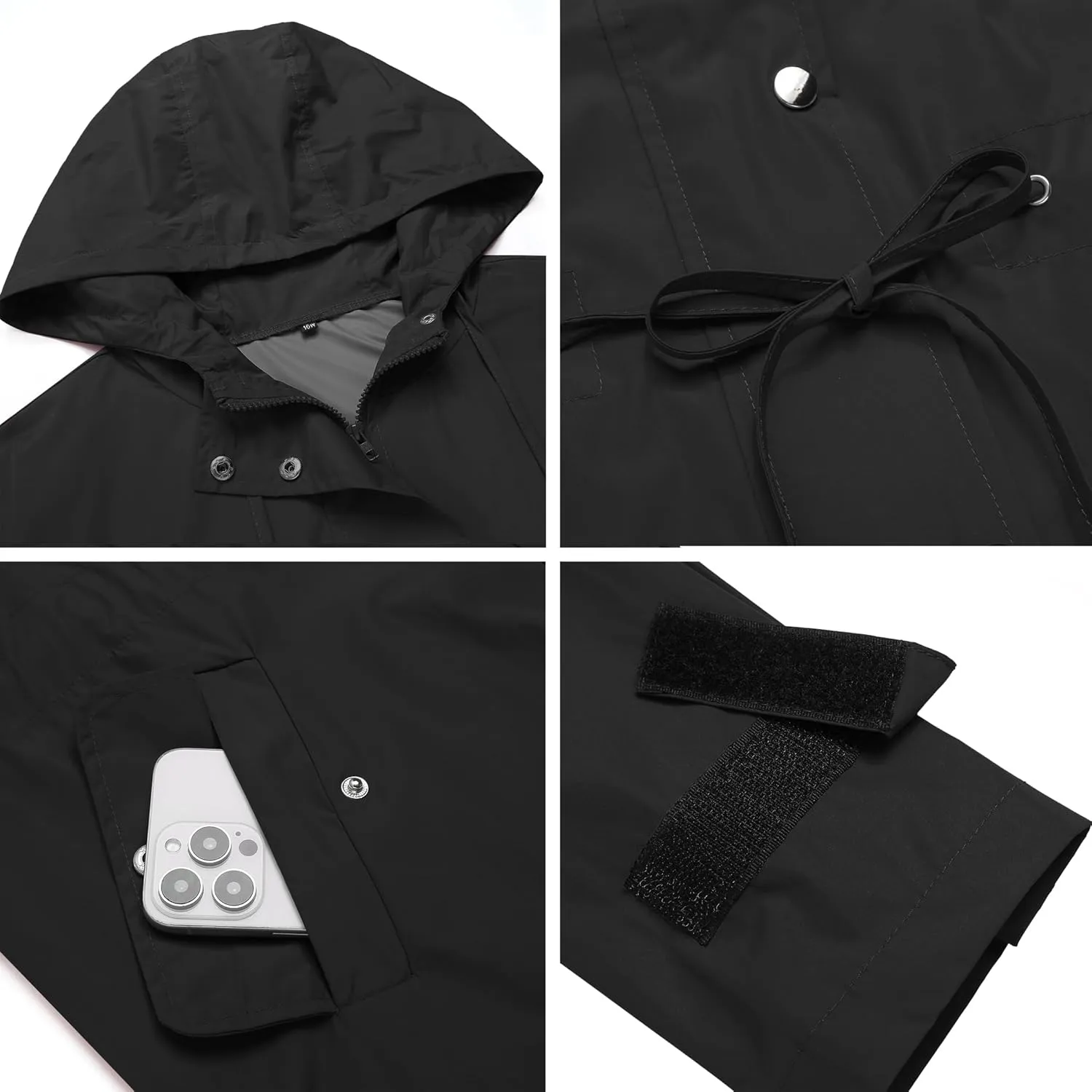 IN'VOLAND Plus Size Rain Jackets For Women Waterproof Rain Coats with Hood Lightweight Windbreaker Outdoor Trench Coat