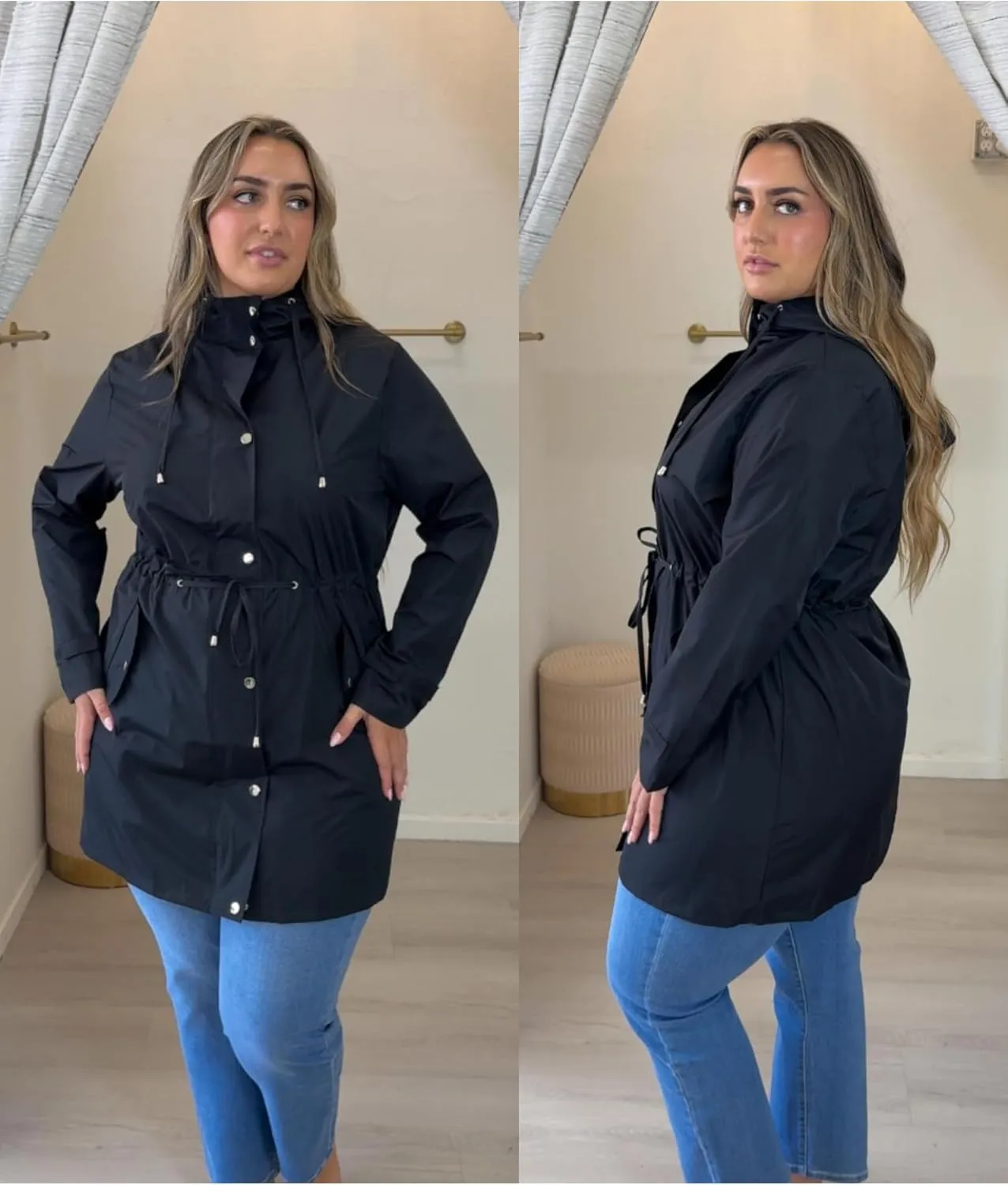 IN'VOLAND Plus Size Rain Jackets For Women Waterproof Rain Coats with Hood Lightweight Windbreaker Outdoor Trench Coat