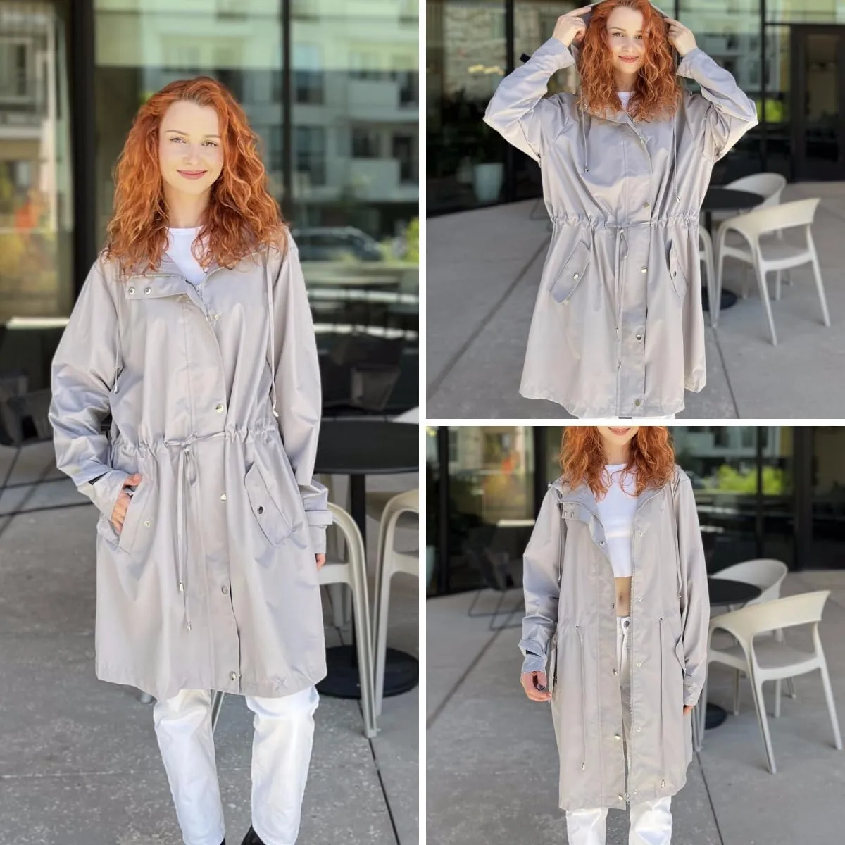 IN'VOLAND Plus Size Rain Jackets For Women Waterproof Rain Coats with Hood Lightweight Windbreaker Outdoor Trench Coat