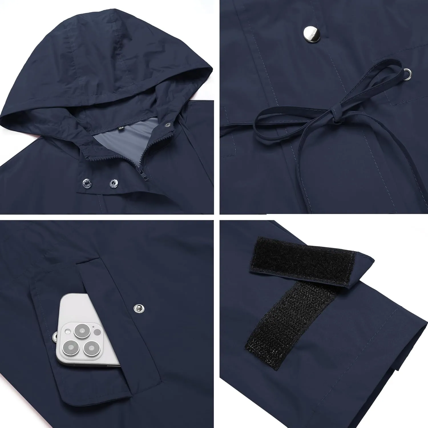 IN'VOLAND Plus Size Rain Jackets For Women Waterproof Rain Coats with Hood Lightweight Windbreaker Outdoor Trench Coat