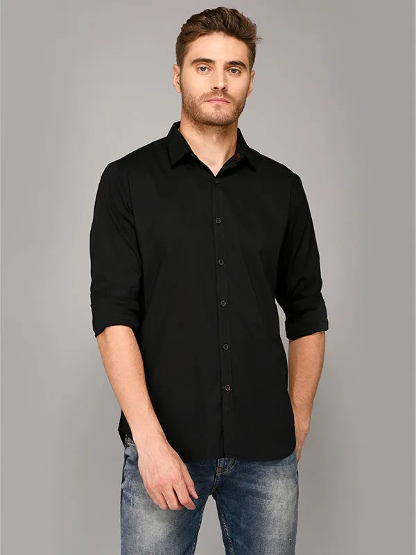 JadeBlue Black Slim Fit Casual Shirt | JadeBlue