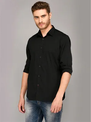 JadeBlue Black Slim Fit Casual Shirt | JadeBlue