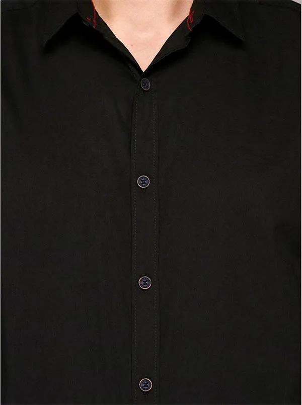 JadeBlue Black Slim Fit Casual Shirt | JadeBlue