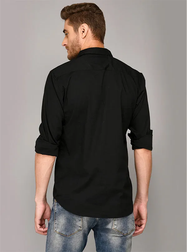 JadeBlue Black Slim Fit Casual Shirt | JadeBlue