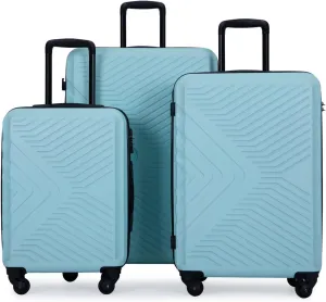 JCSD 3 Piece Lightweight Hard-Shell Luggage Set for Travel, Comfortable Maneuvering with Spinner Wheels, Serene Green Color