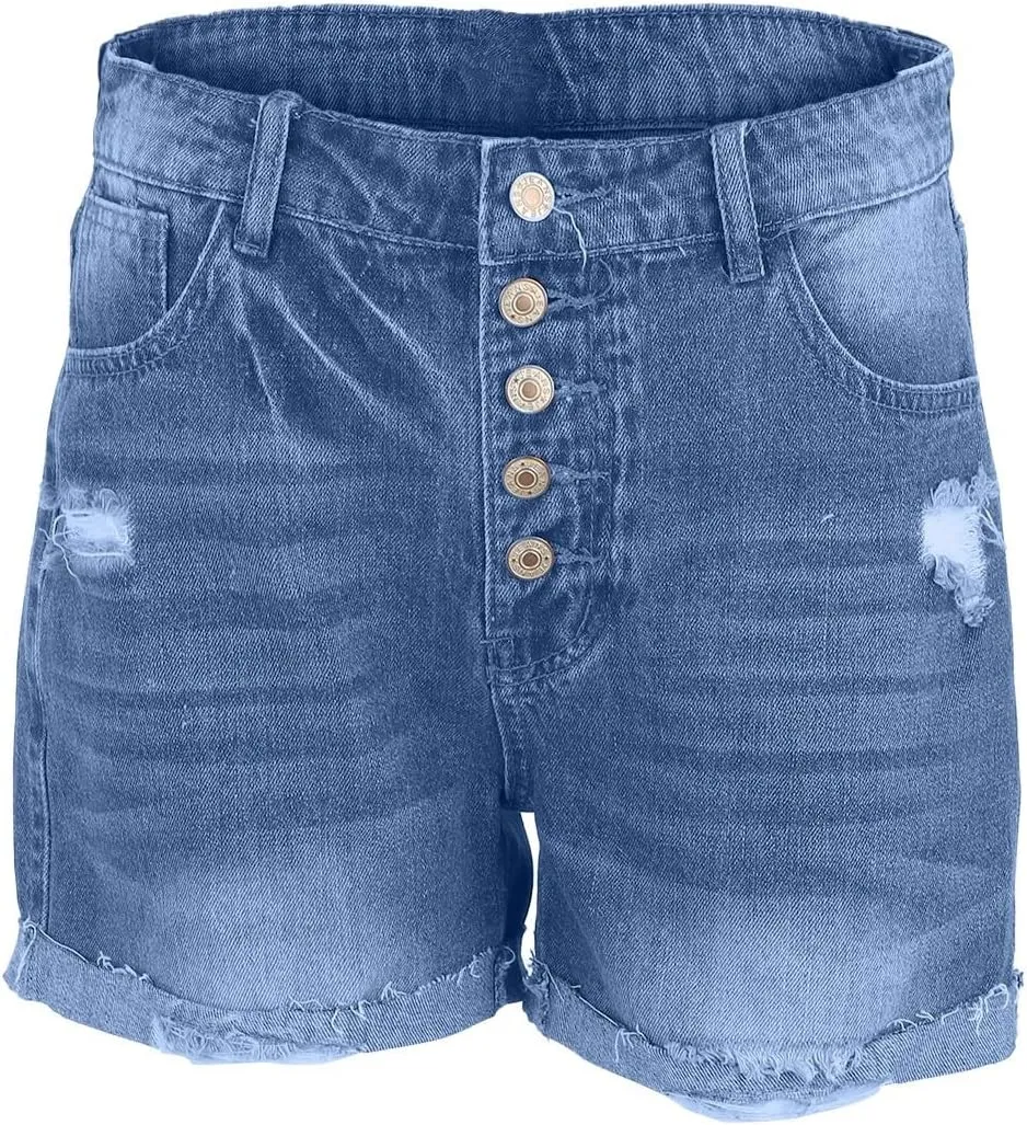 Jean Shorts for Women Ripped Denim Casual Shorts High Waist Distressed Summer Sexy Jeans Skinny Stretchy Short